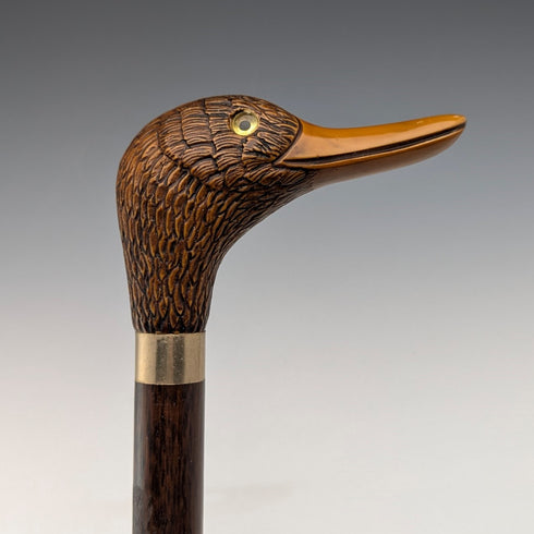 英国ヴィンテージ 紳士用ステッキ 樹脂製ダッグヘッドハンドル 91cm